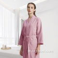 Hotel branco respirável de algodão Kimono Waffle Bathrobe